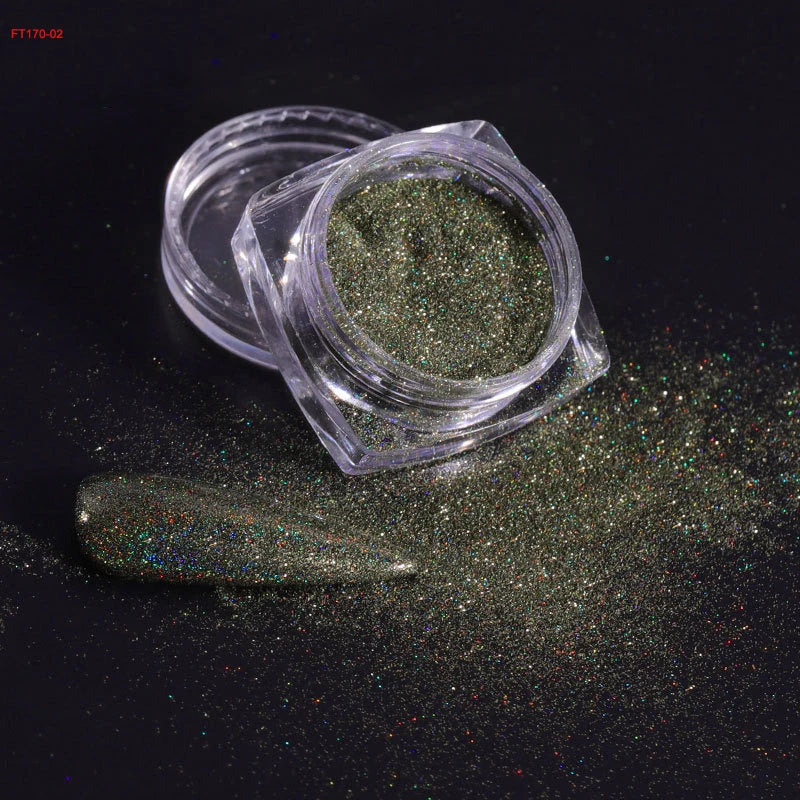 12Jars/set Holographic Glitter Nail Fine Powder 0.05mm Super Shinying Unicorn Rainbow Laser Powder DIY Mirror Manicure Powder