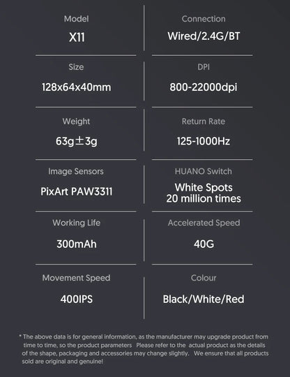 Attack Shark X11 Mouse PAW3311 Wireless 1K Hz Macro Magnetic RGB Docking Charger for Gaming
