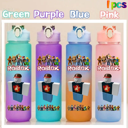 Roblox Anime Cartoon Straw Drink Bottle 750ml Gradient Color Water Cup Game Student Daily Necessities Gourde Boy Holiday Gift