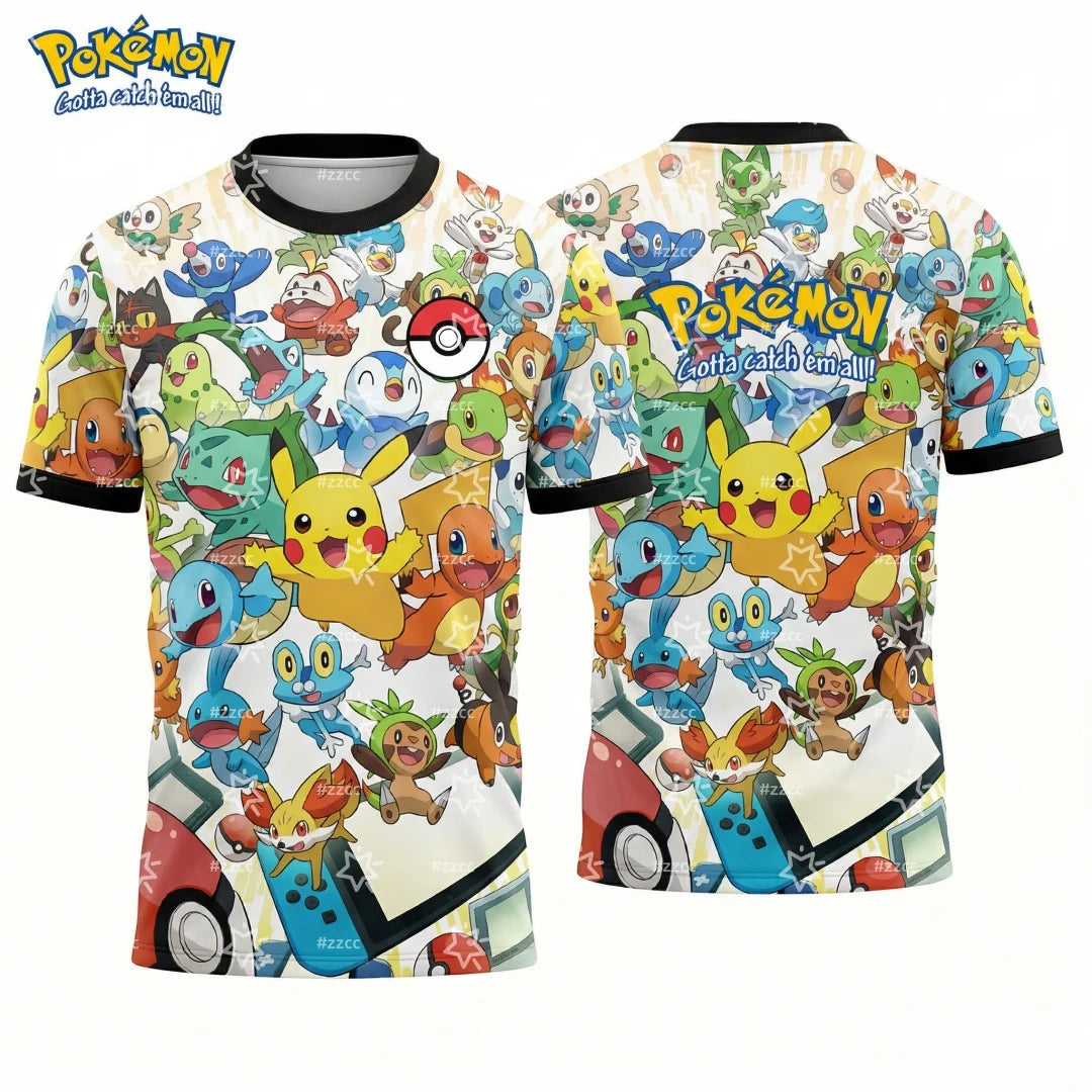 2026 Pokémon Graphic Football Jersey Japanese anime T-shirt Spring Sports Dry Quickly Men's T-Shirt Kid's Clothing Tee Y2k Woman
