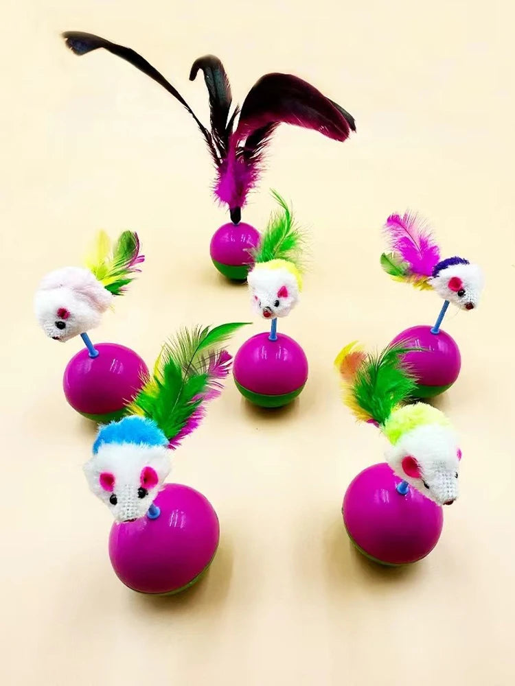 Natural feather plush mouse tumbler resistant to scratching and biting cats to relieve boredom toys and pet supplies