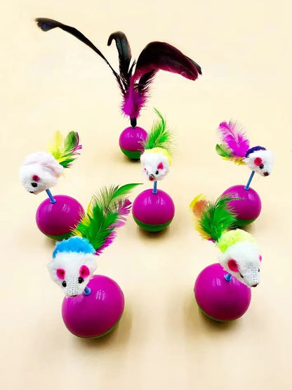 Natural feather plush mouse tumbler resistant to scratching and biting cats to relieve boredom toys and pet supplies
