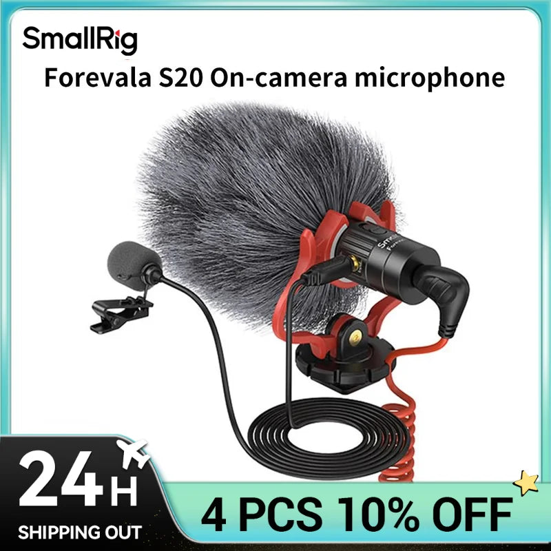 SmallRig S20 On-Camera Microphone with Shock Mount Video Microphone Stereo Mic for DSLR Cameras for iPhone and Smartphones 3468