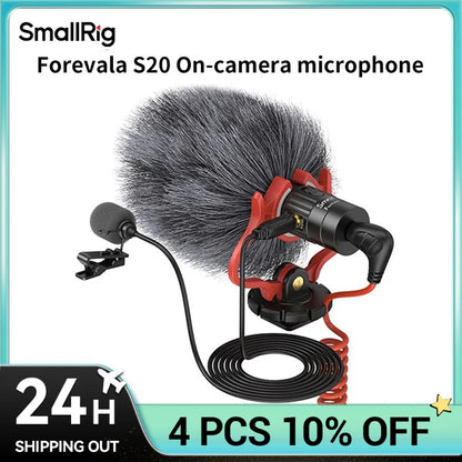 SmallRig S20 On-Camera Microphone with Shock Mount Video Microphone Stereo Mic for DSLR Cameras for iPhone and Smartphones 3468