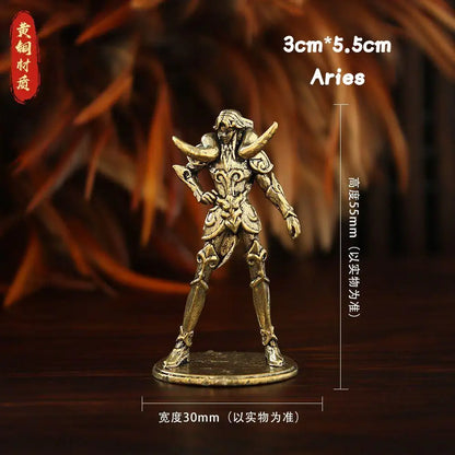 Golden Gold Saints Mini Figures Set Brass Style Anime Collectible Statues Luxury Desk Decor Gift for Anime Fans