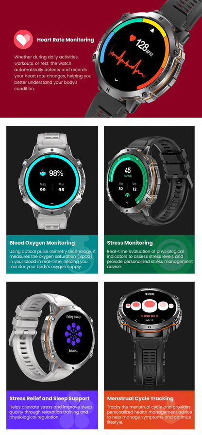 TANK X3 Smartwatch – GPS, BT Call, Compass & 5ATM Waterproof