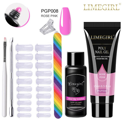 LIMEGIRL Set Poly Nail Gel for Extension Gel Set Manicure Acryl Gel Varnish Set 15ML Acrylic Liquid Nail Art Nail Kit UV Gel Kit
