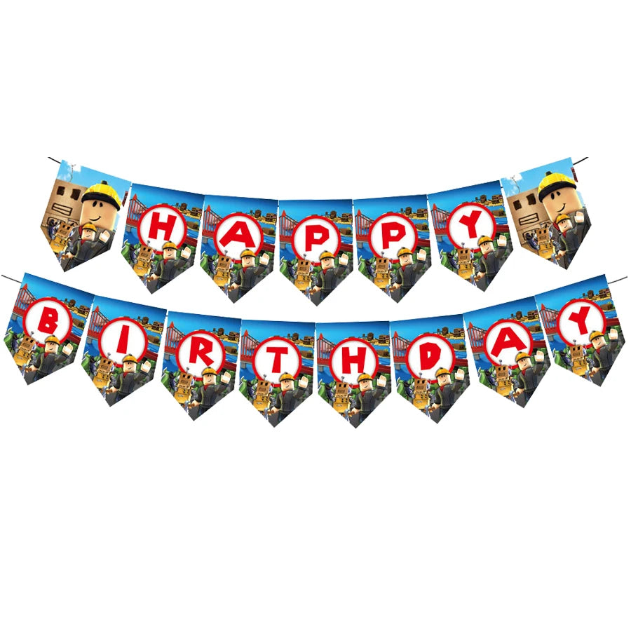 Hot Roblox Disposable Tableware Tableware Set Tablecloth Napkins Candy Box Gift Bag Kids Birthday Party Supplies Gifts