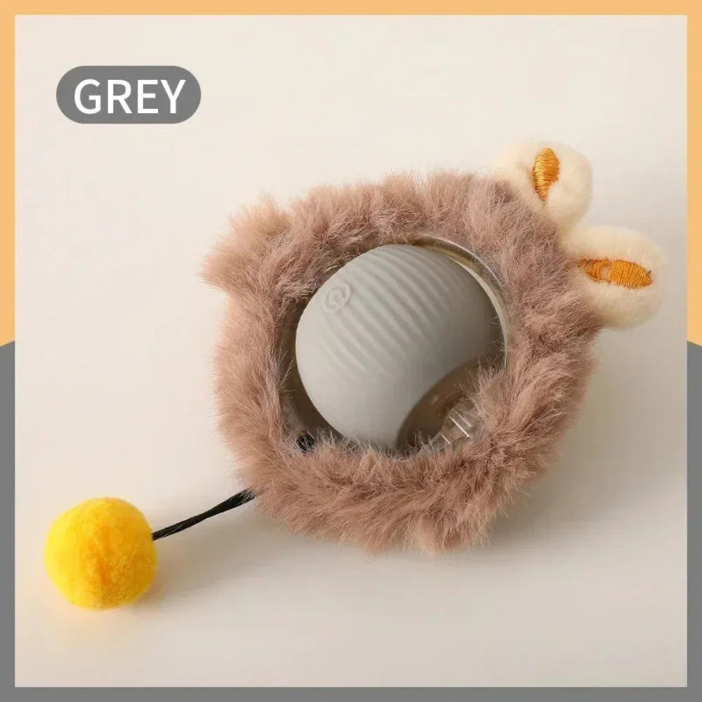 LEMEENQ Cat Interactive Ball Toy Auto Rolling Ball with Tail Rechargeable Smart Pet Interactive Toy Intelligent Mouse for Cat