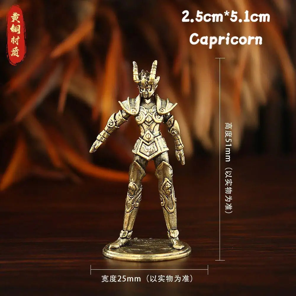 Golden Gold Saints Mini Figures Set Brass Style Anime Collectible Statues Luxury Desk Decor Gift for Anime Fans