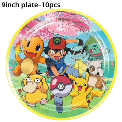 Pokemons Birthday Party Decoration Lightning Pikachu Balloon Tableware Kit Cup Plate Gift Bag Kid Favor Gift Baby Shower Supplie
