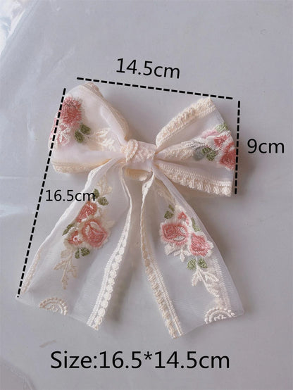 Embroidered Lace Hair Bow.