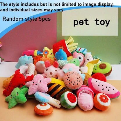 5/10pcs Pet Chew Toy with Squeaking Plush Toys, Small Chili and Eggplant Shapes, Dog Interactive Toys To Bite, Pet Gifts