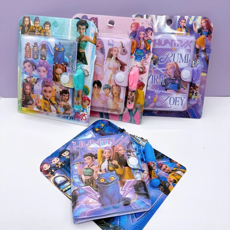 4PCS Girls Group Mini Notebook Set Cute Student Stationery Prize Travel Pocket Notebook with Ballpoint Pen School Supplies