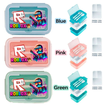 Game Roblox Student Portable Fruit Food Preservation Box Lunch Box with Tableware That Can Be Microwave Heated