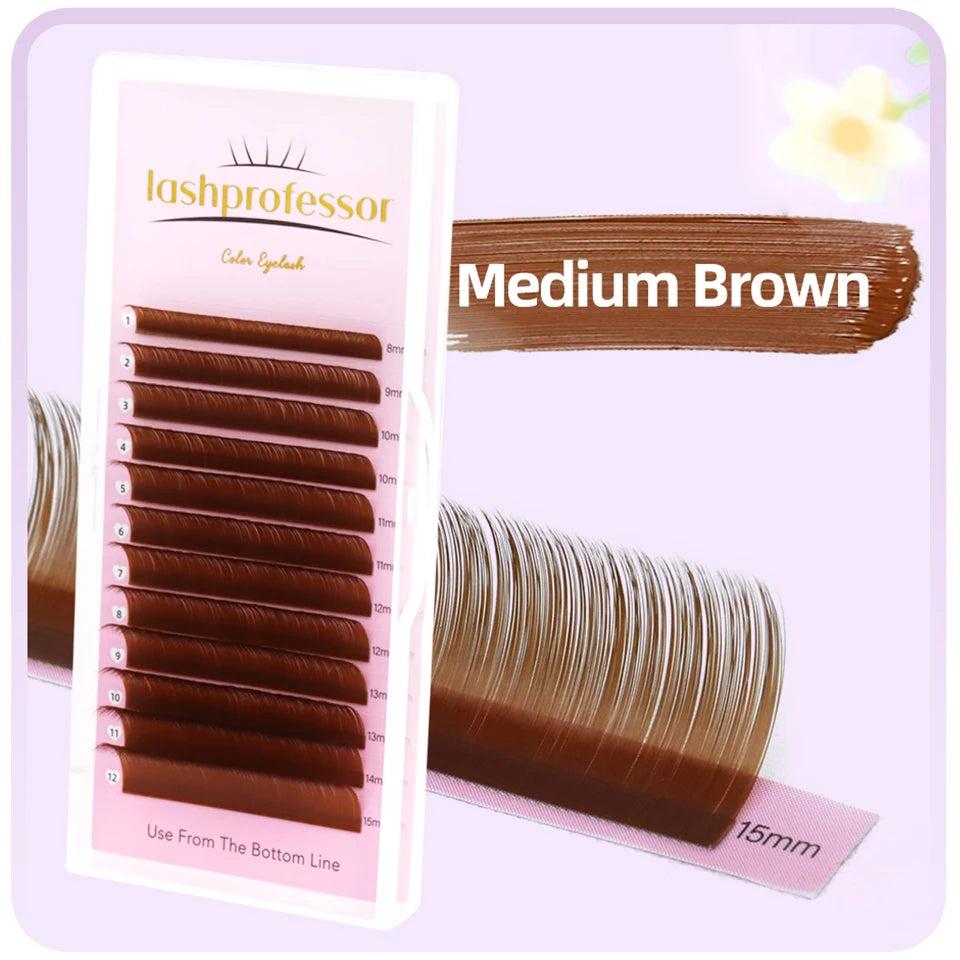 Brown Individual Eyelashes Extension 8-15 Mixed Lash Colorful Premium Dark Brown Lashes Soft Natural Mink False Eyelashes Makeup