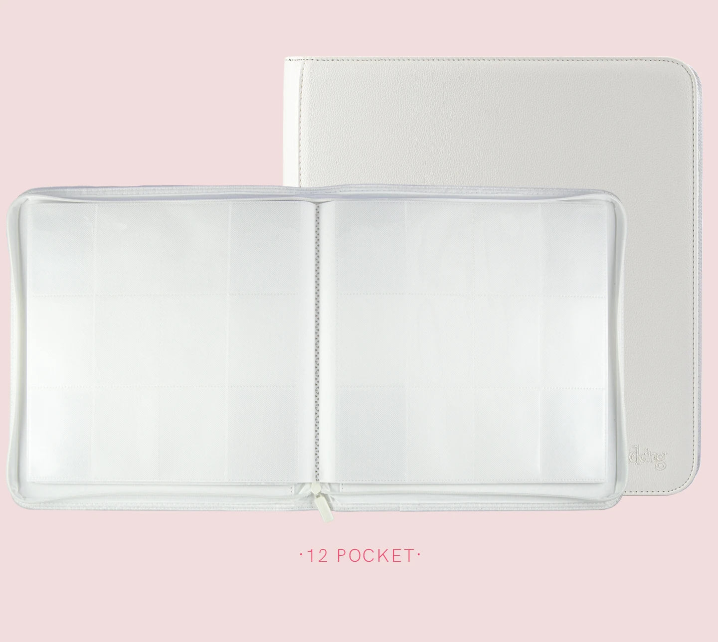 Premium Zipper 4/9/12 Pocket PU Card Binder - Aesthetic Pink & White Album for Pokemon Cards, Game Collection & Fan Photos
