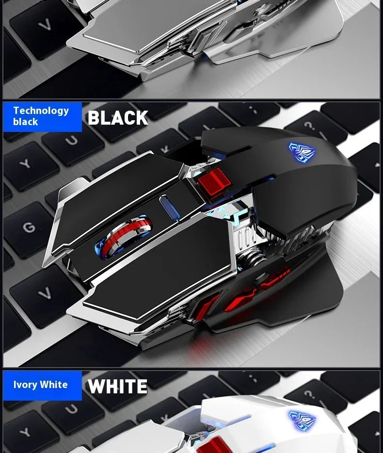 AULA SC300 Ultra-quiet Wireless Gaming Mouse Rechargeable Ergonomic Mechanical Armor Style, Colored and Vibrant Body Design