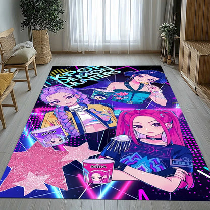 K-Pop Demon Hunters Golden Saja Boys Living Room Non-Slip Area Rug Soft Carpet for Bedroom Playroom Sofa,Home Decor Doormat