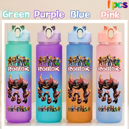 Roblox Anime Cartoon Straw Drink Bottle 750ml Gradient Color Water Cup Game Student Daily Necessities Gourde Boy Holiday Gift