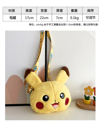 Pokemon Cute Plush Crossbody Bag Anime Figure Messenger Bag Large Capacity Storage Bag Cartoon Cosplay Birthday Party Gift