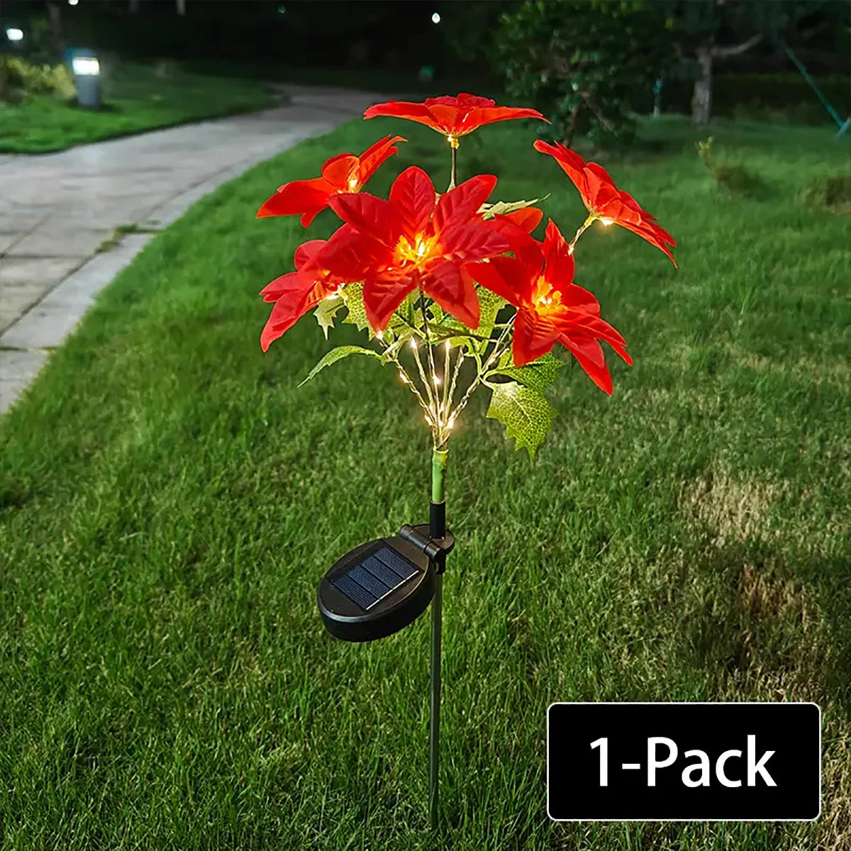 Simulated Flower Solar Light Magenta Landscape Decoration Balcony Garden Lighting LED Outdoor Courtyard Party Decoration Light
