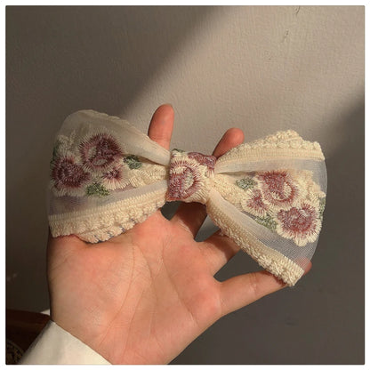 Embroidered Lace Hair Bow.