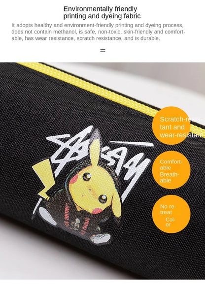 New Anime Pokemon Pikachu Pencil Case Kawaii Cartoon School Student Glowing Pencil Bag Stationery Kids Supplies Festival Gift