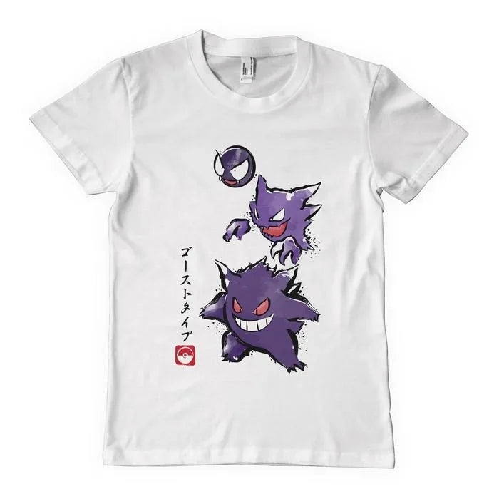 2025 Summer Pokémon Anime Gengar Kaiju 100% Pure Cotton Printed T-shirt Men Harajuku Loose Casual Versatile Short-sleeved Top