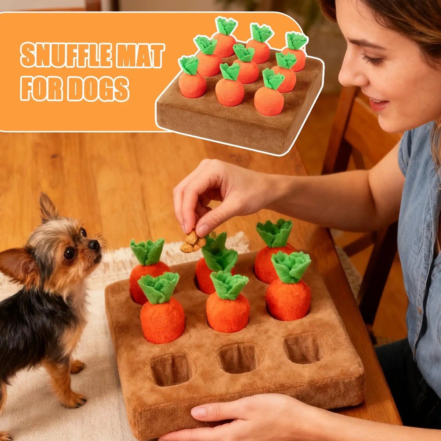 Snuffle Mat for Dogs Interactive Enrichment Funny Toys Pet Carrot Puzzle Toy Dog Activity Mat for Boredom Relief Foraging