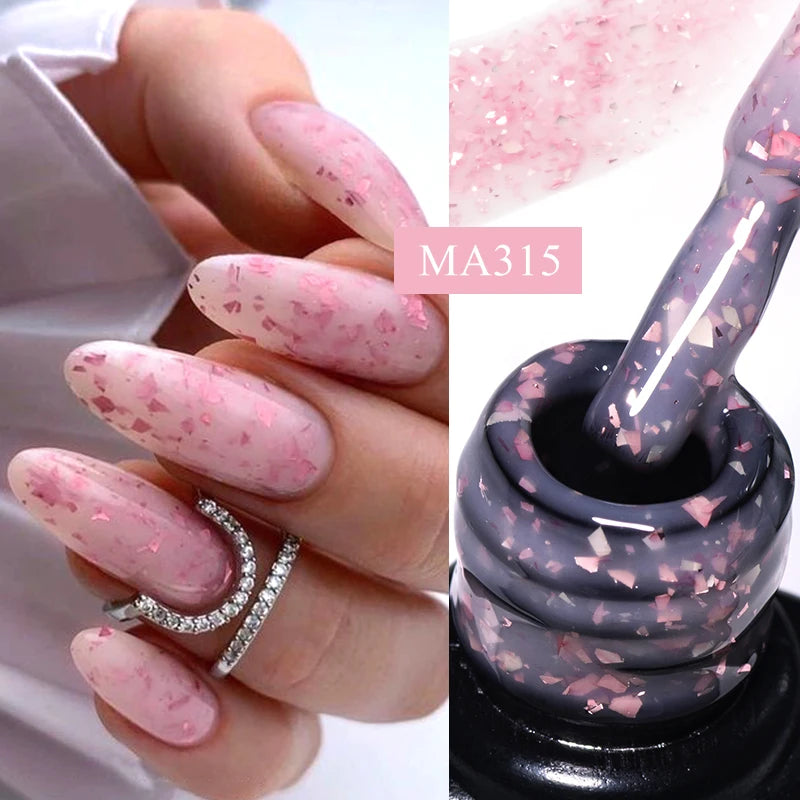 7ml Milk White Rubber Base Gel Silver Gold Pink Foils Glitter Base Coat Semi-Permanent Nail Art Gel Varnish For Nails Manicure