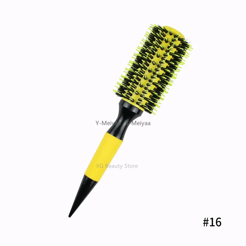 Professional 1/6pcs Boar Bristle Wooden Hair Comb Round Hair Brush Curling Combs Woman Hair Curlerl Hairdresser Styling Tool