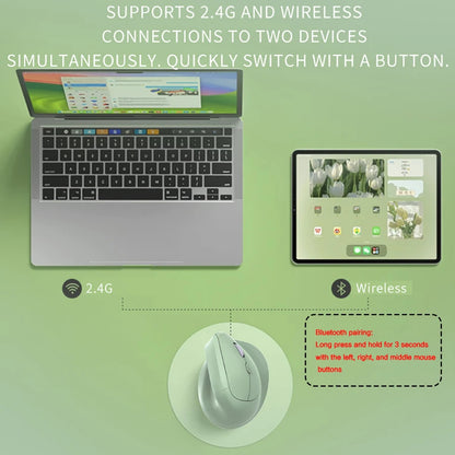 Ergonomic Bluetooth5.0&2.4G Wireless Vertical Mouse with Silent Button,Rechargeable 1600DPI Optical Mice for PC/Laptop/Desktop