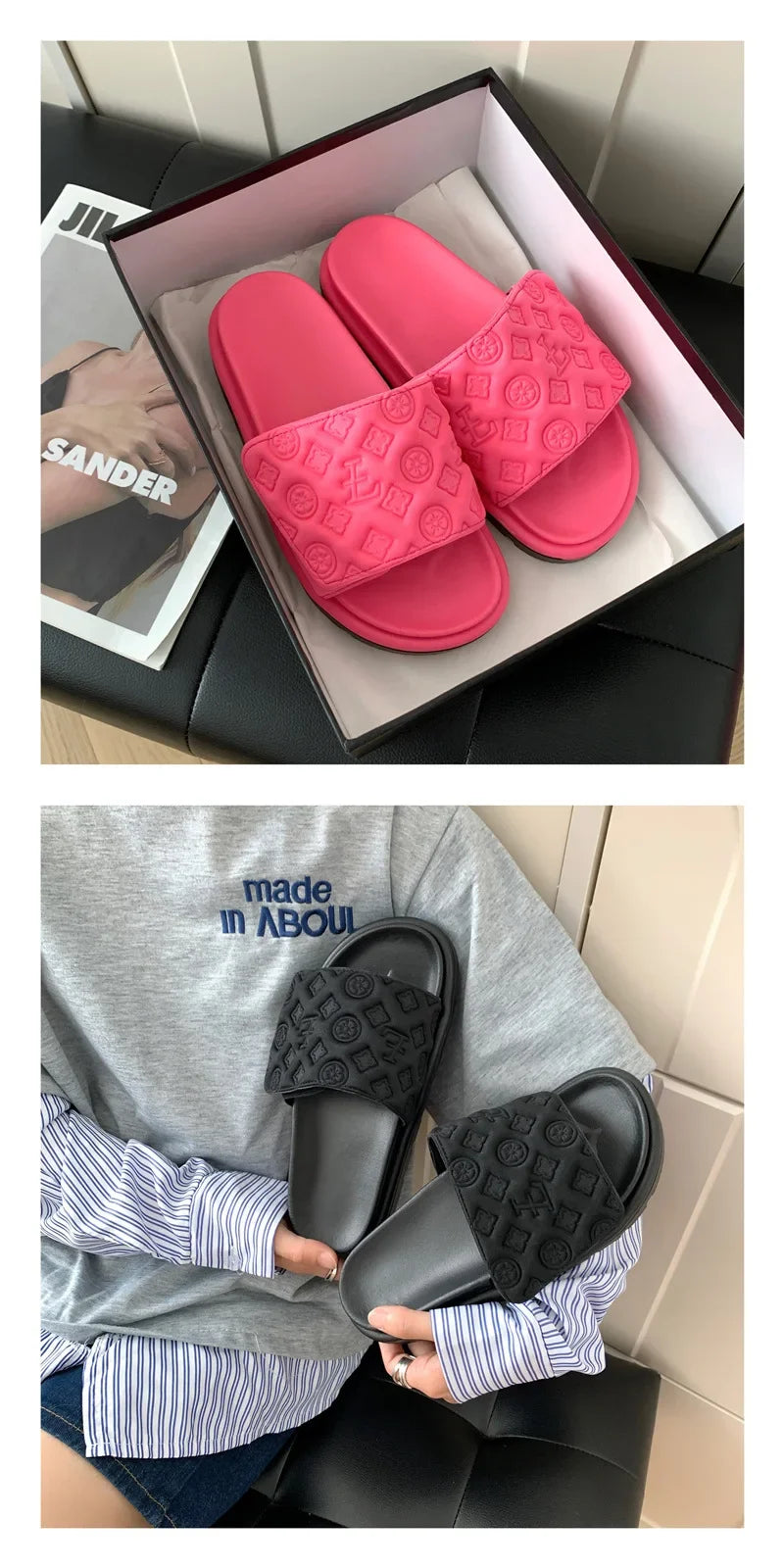 Ladies Magic Sticker Flat Slippers 2025 Summer New Designer Luxury Sandals for Women Elegant Home Flat Slippers Zapatos De Mujer