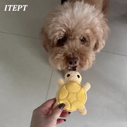 Mini cute turtle dog plush toy, squeaking dog teething sound toy, soft and safe, good for dental health, suitable for puppies