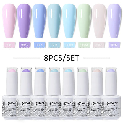 Arte Clavo 8Pcs/Set Gel Nail Polish Set 15ml Colorful Semi Permanent For Manicure Varnish Soak Off UV LED Nail Art Gel Kits