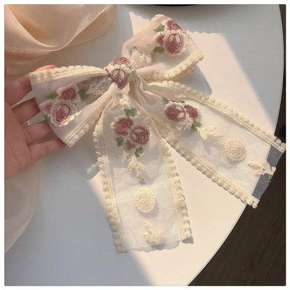 Embroidered Lace Hair Bow.