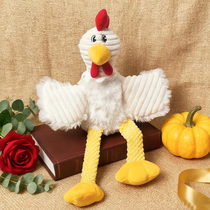 Pet Bite-Resistant Plush Interactive Toy with Sound, Cartoon Rooster Design, Suitable for Large, Medium, and Small Pets Such as Cats and Dogs, Double-Layer Fabric, Built-In Airbag