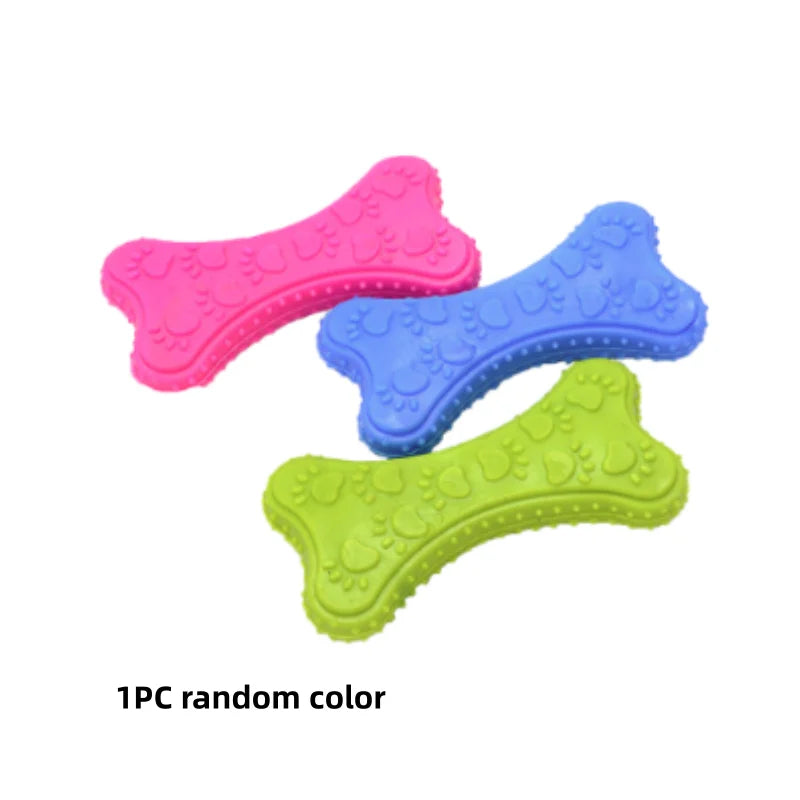Pet Chew Toy Soft Rubber Bite-resistance Bone Shape Teeth Grinding Chewing Toys for Small Dogs Training Pet Supplies