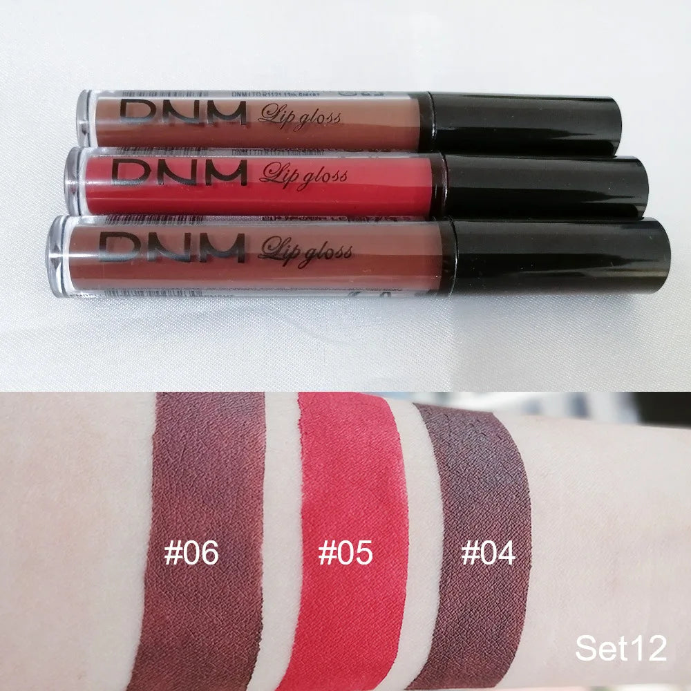 3pcs/set Liquid Lipsticks Waterproof Long Lasting Cosmetic Red Blue Purple Matte Lip Gloss Nude Lip Tint Stain Makeup