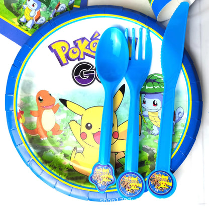 Pokemon Birthday Party Supplies Pikachu Party Decorations Foil Balloons Blowouts Tableware Plate Napkin Baby Shower Supplies Toy