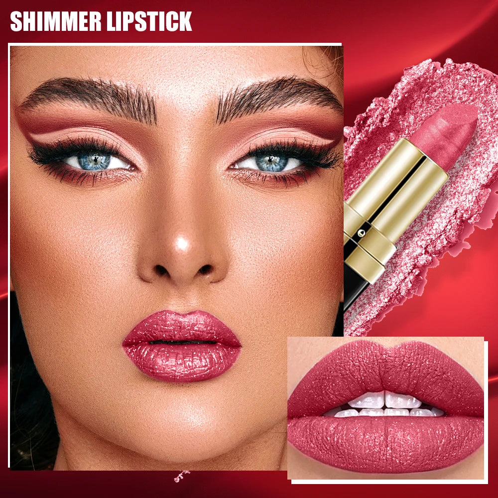High Pigmented Shiny Lipstick,Stain Resistant,Long-Lasting,Glossy Waterproof Lipstick Shimmering Makeup Valentine'S Day Gift