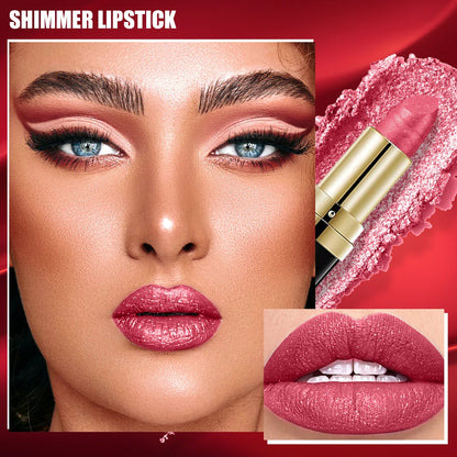 High Pigmented Shiny Lipstick,Stain Resistant,Long-Lasting,Glossy Waterproof Lipstick Shimmering Makeup Valentine'S Day Gift