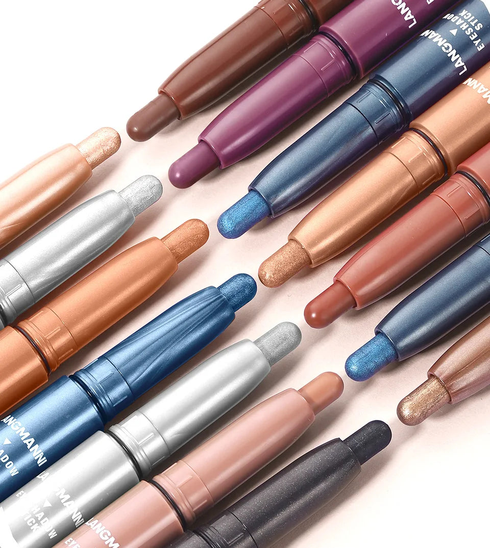 Pearlescent Matte Eyeshadow Pencil Waterproof Smoky Glitter Highlighter Pen Black Brown Makeup Tool Creamy Smooth