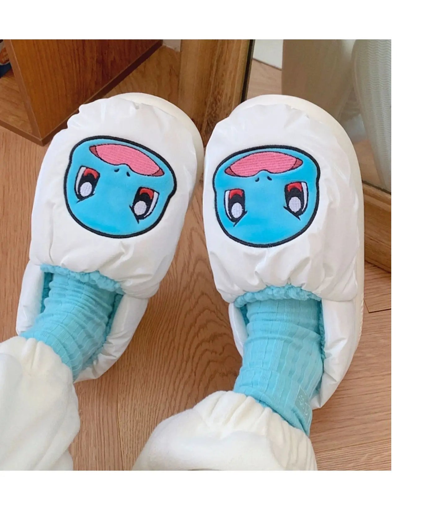 Pokemon Anime Couple Slippers Cute Pikachu Eevee Cartoon Cotton Home Shoes for Men And Women with Velvet Insulation Winter Gifts