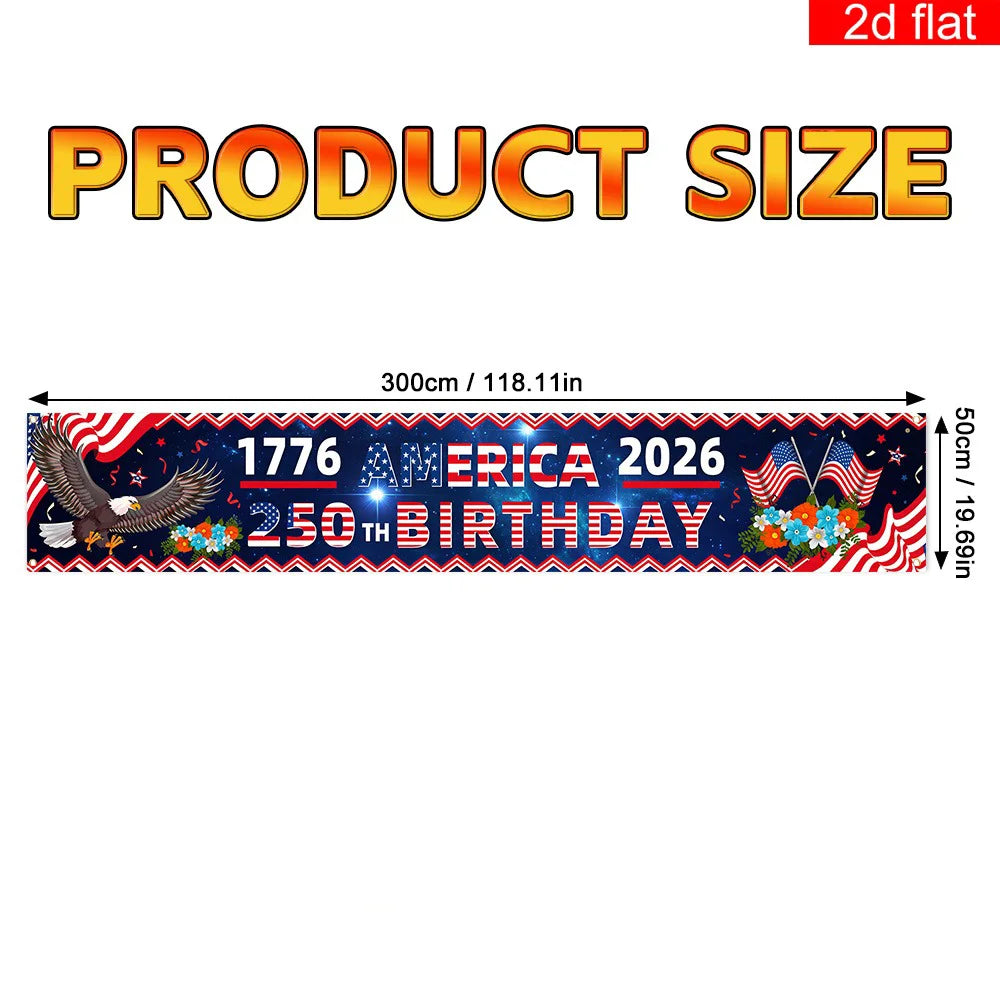 America 250 Years Yard Sign Long-Lasting Patriotic Decorations Banner 4th Of July Party Banner Vibrant For Wall Independence Day