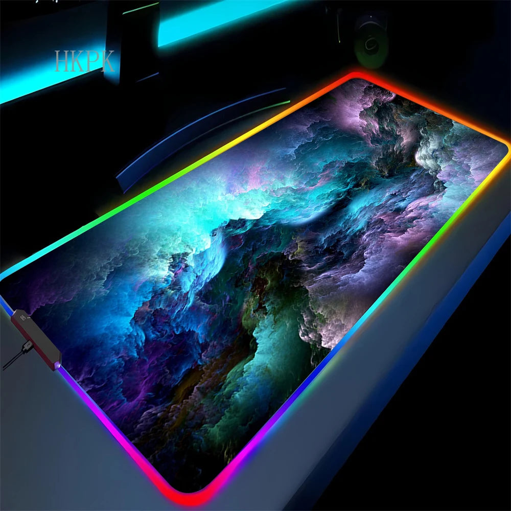 RGB Galaxy Milky Way Mouse Pad XXL 90X40 Carpet PC Gamer Computer Keyboard Desk Mat Anti-slip Mousepad Gaming Led Backlight Mats