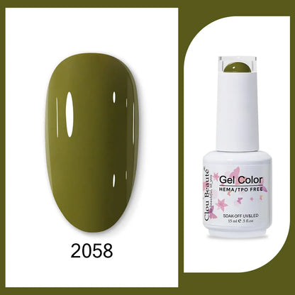 Clou Beaute 15ml Red Black White Green Neon Gel Nail Polish Base Top Coat Velvet Top 400 Colors Semi Permanent Gel Nail Varnish