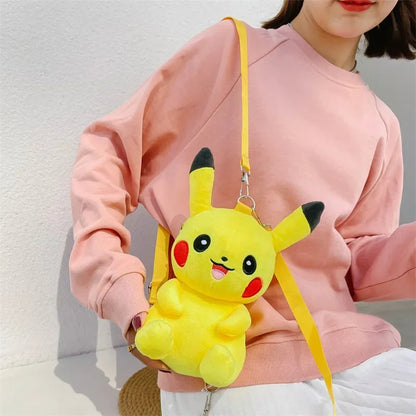 30cm Pokemon Fashion Japanese Anime Fun Cartoon Small Bag Pikachu Plush Doll Backpack Girl Cute Pikachu Plush Backpack