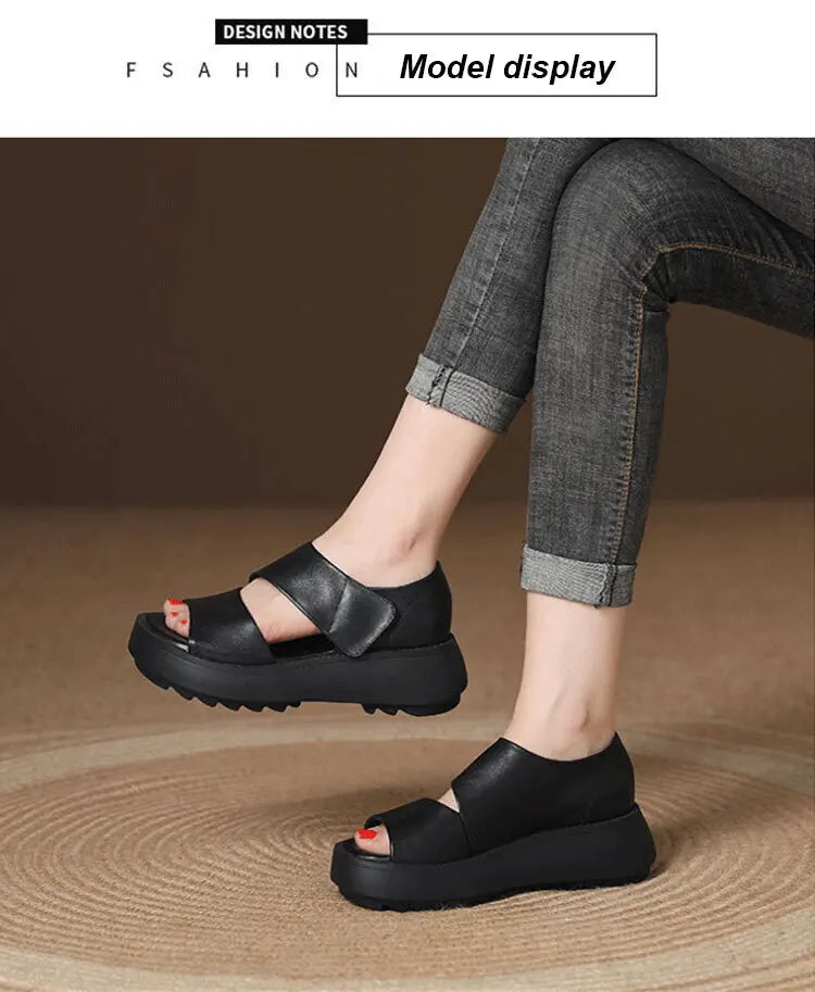 Women's Soft Muffin Sandals Breathable Retro Roman Sandals Thick Bottom Roman Women's Sandals